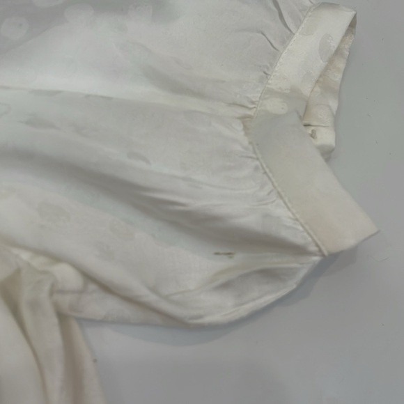 The Kooples Paris Blouse Top Size 2 Cream Dot Print Covered Buttons - Picture 10 of 11